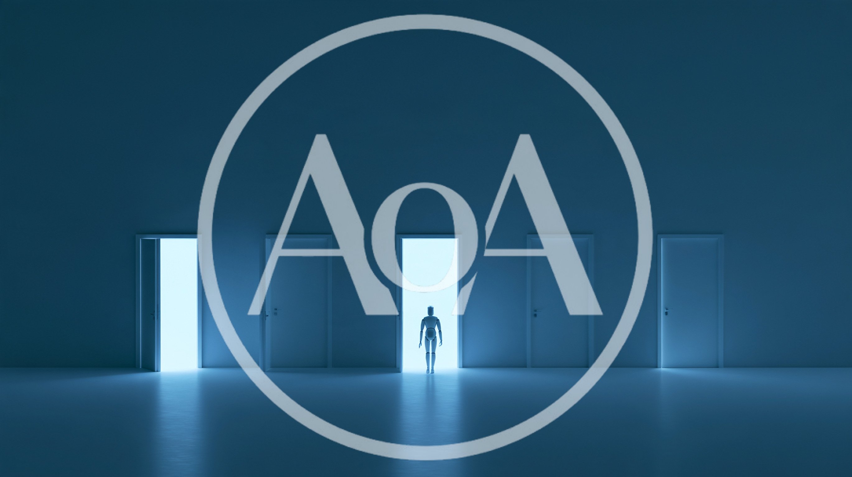 Mannequin Standing Before Open Door In Dark Room