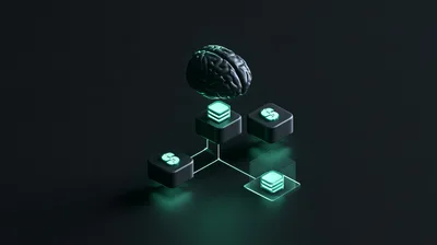 Abstract 3D Visualization Of Artificial Intelligence And Financial Data
