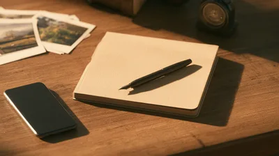 Fountain Pen Resting On A Blank Notebook
