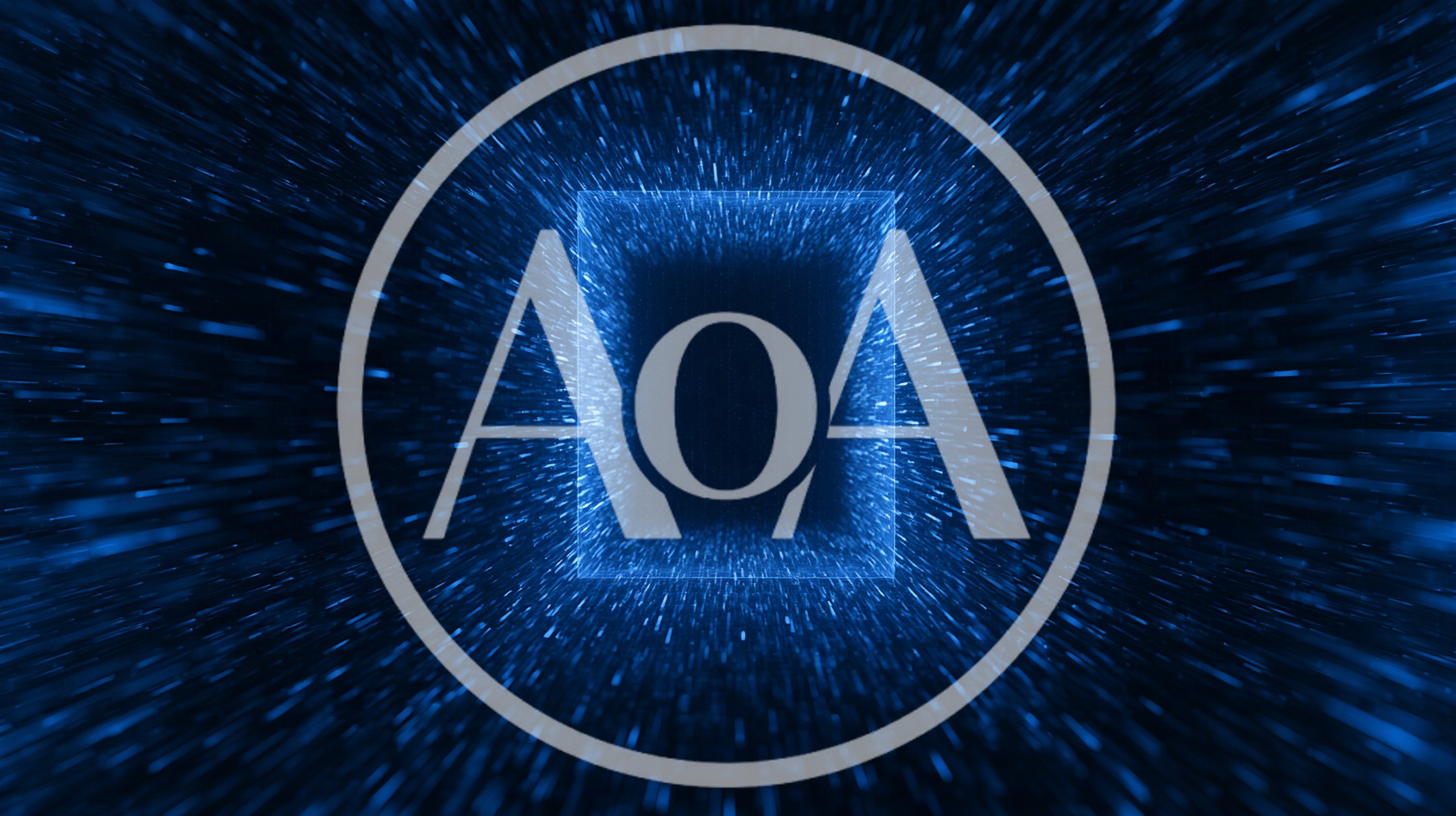 Abstract Blue Digital Tunnel With Glowing Particles