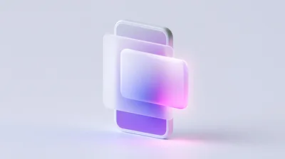 3D Rendered Smartphone With Floating Glass UI Elements