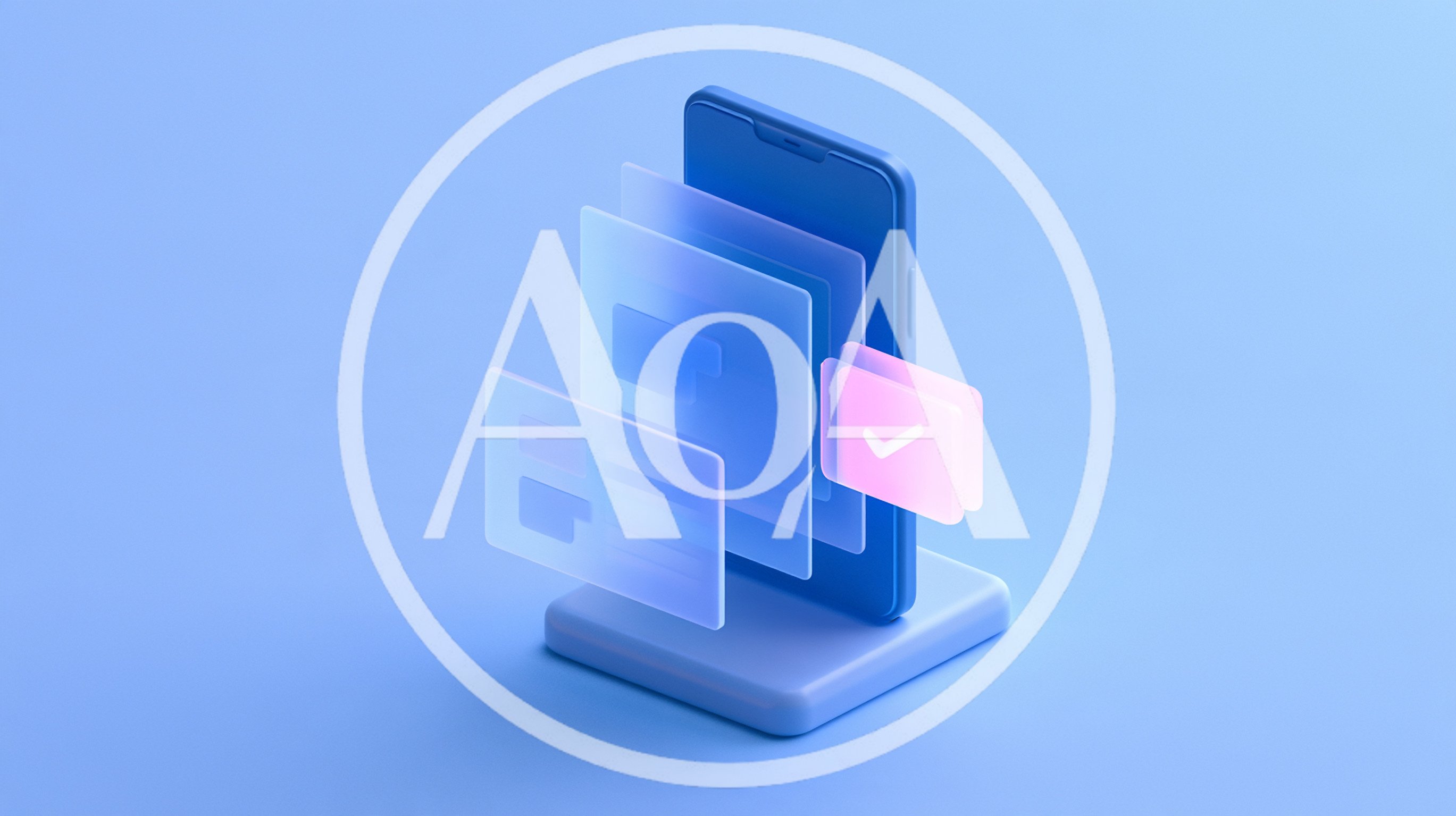 3D Isometric Smartphone With Floating Glass UI Elements