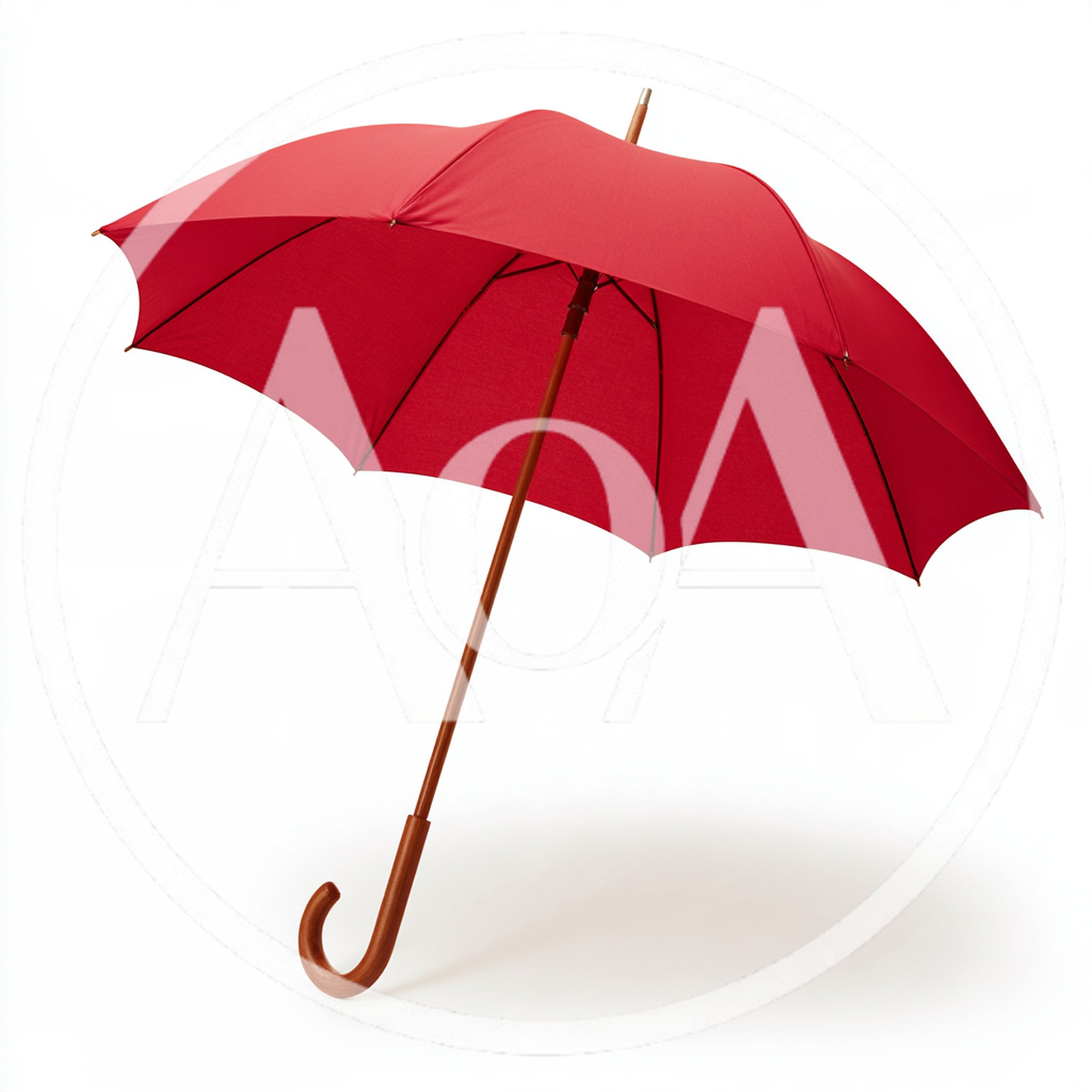 Classic Red Umbrella With Wooden Handle