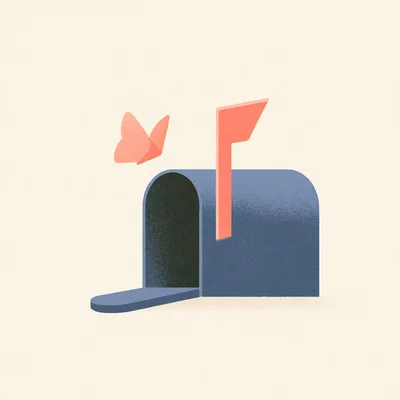 Minimalist Illustration Of A Mailbox With A Butterfly