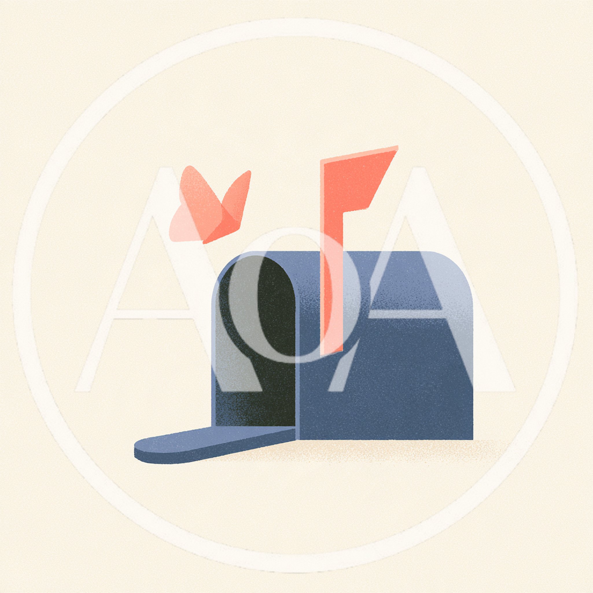 Minimalist Illustration Of A Mailbox With A Butterfly