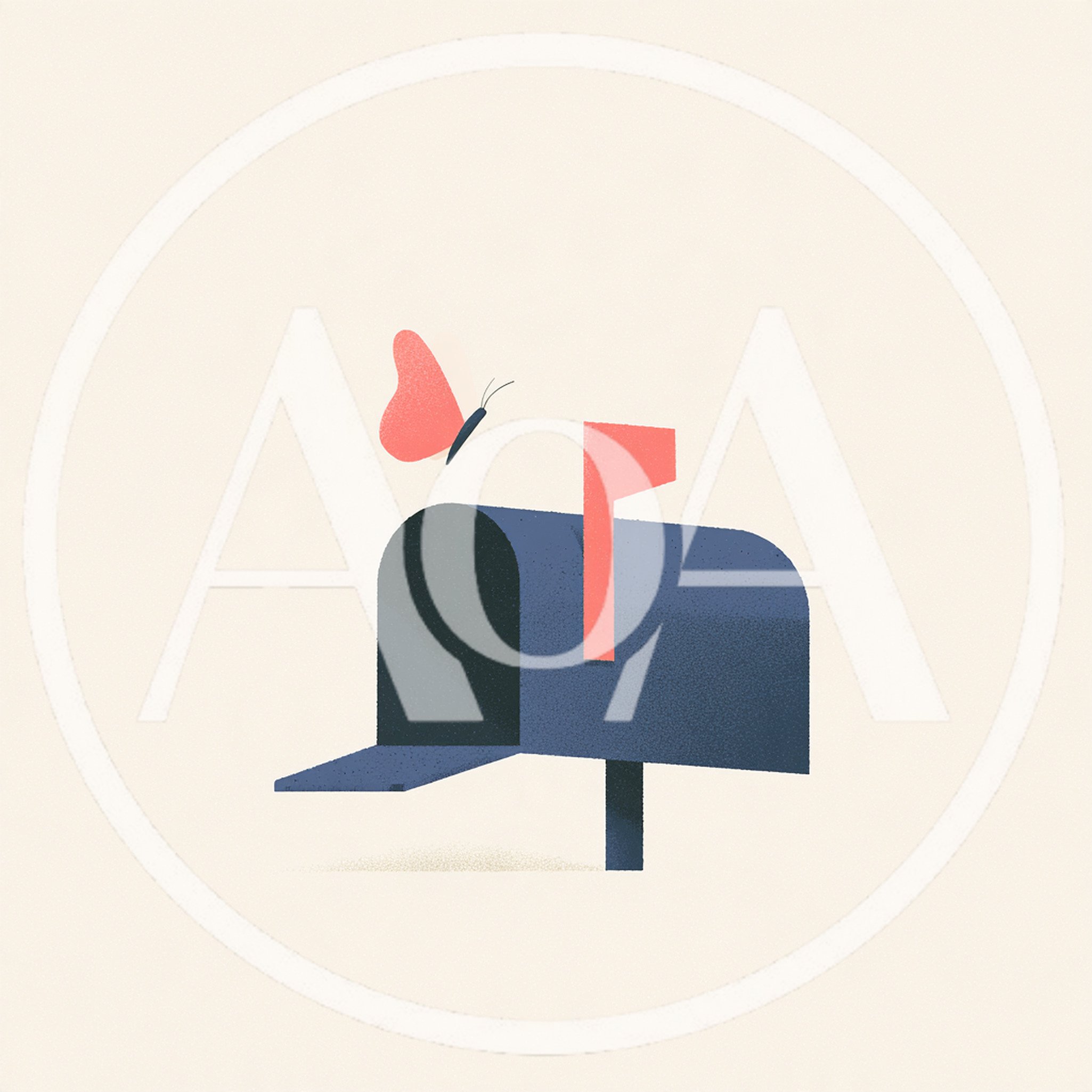 Minimalist Illustration Of A Butterfly Near A Mailbox