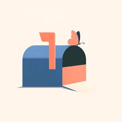 Minimalist Illustration Of A Butterfly On A Mailbox