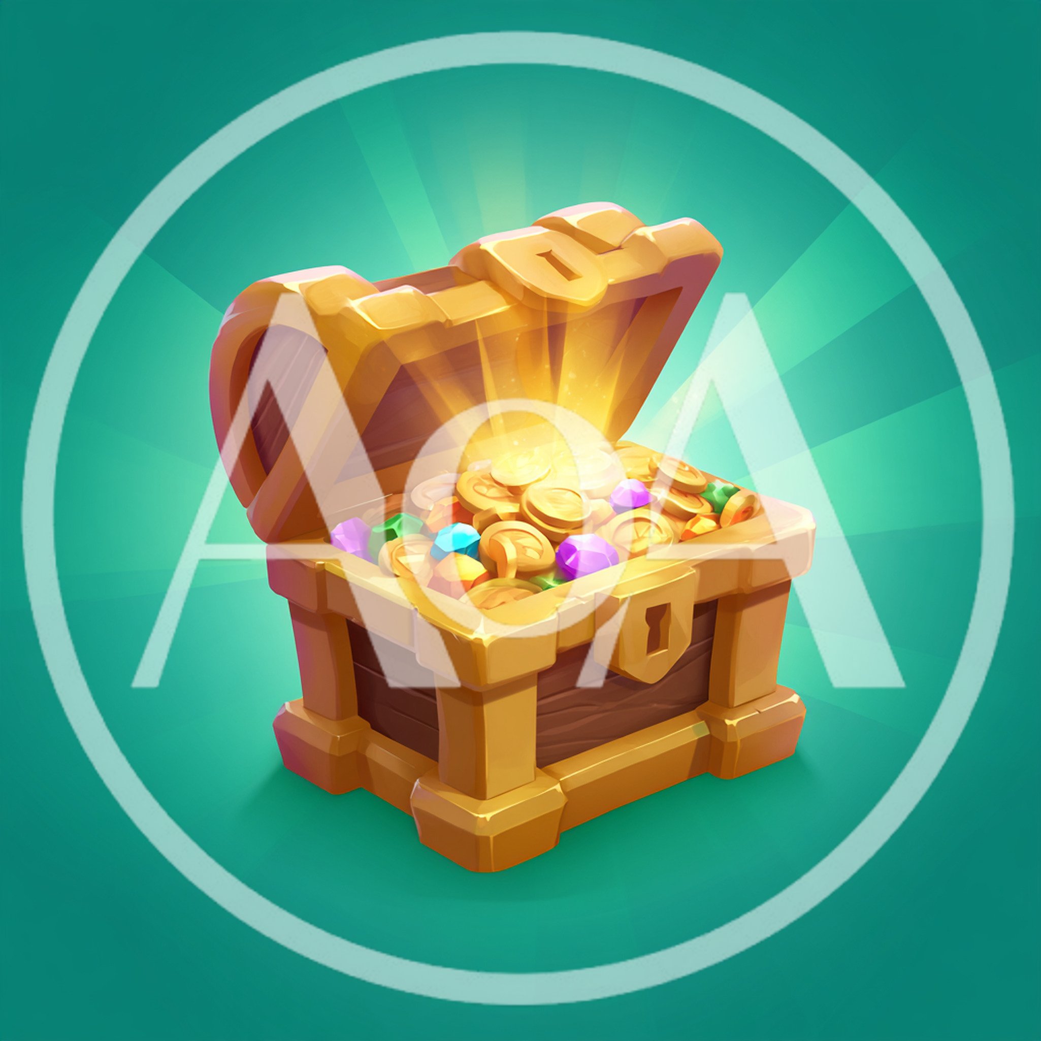 Open Wooden Treasure Chest Filled With Gold And Gems
