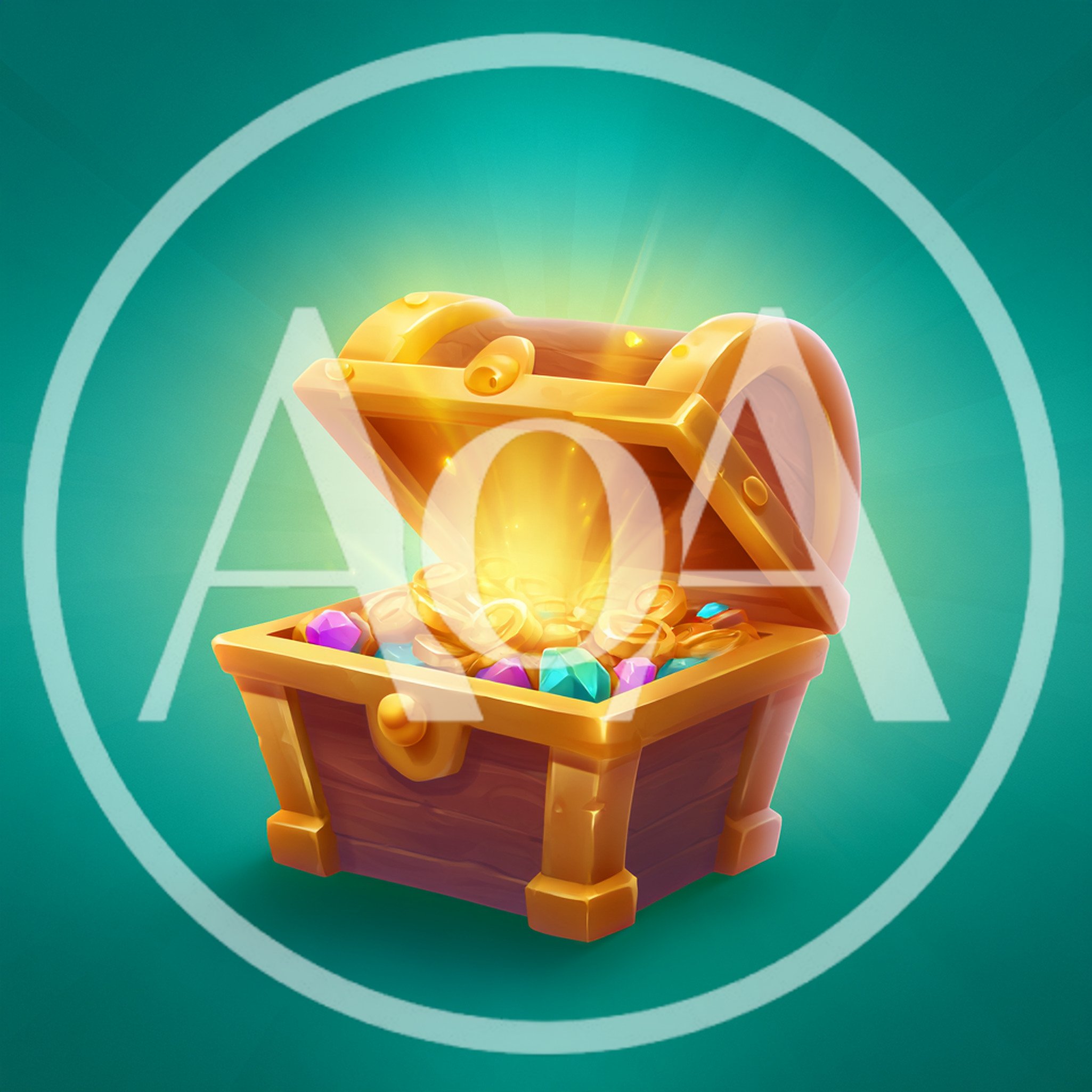 Open Wooden Treasure Chest Filled With Gold And Gems