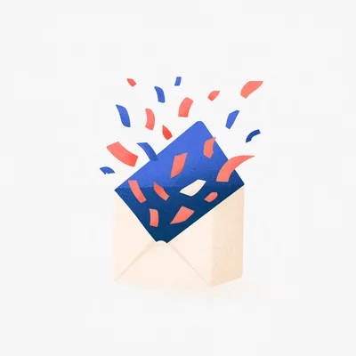 Open Envelope With Exploding Colorful Confetti Illustration