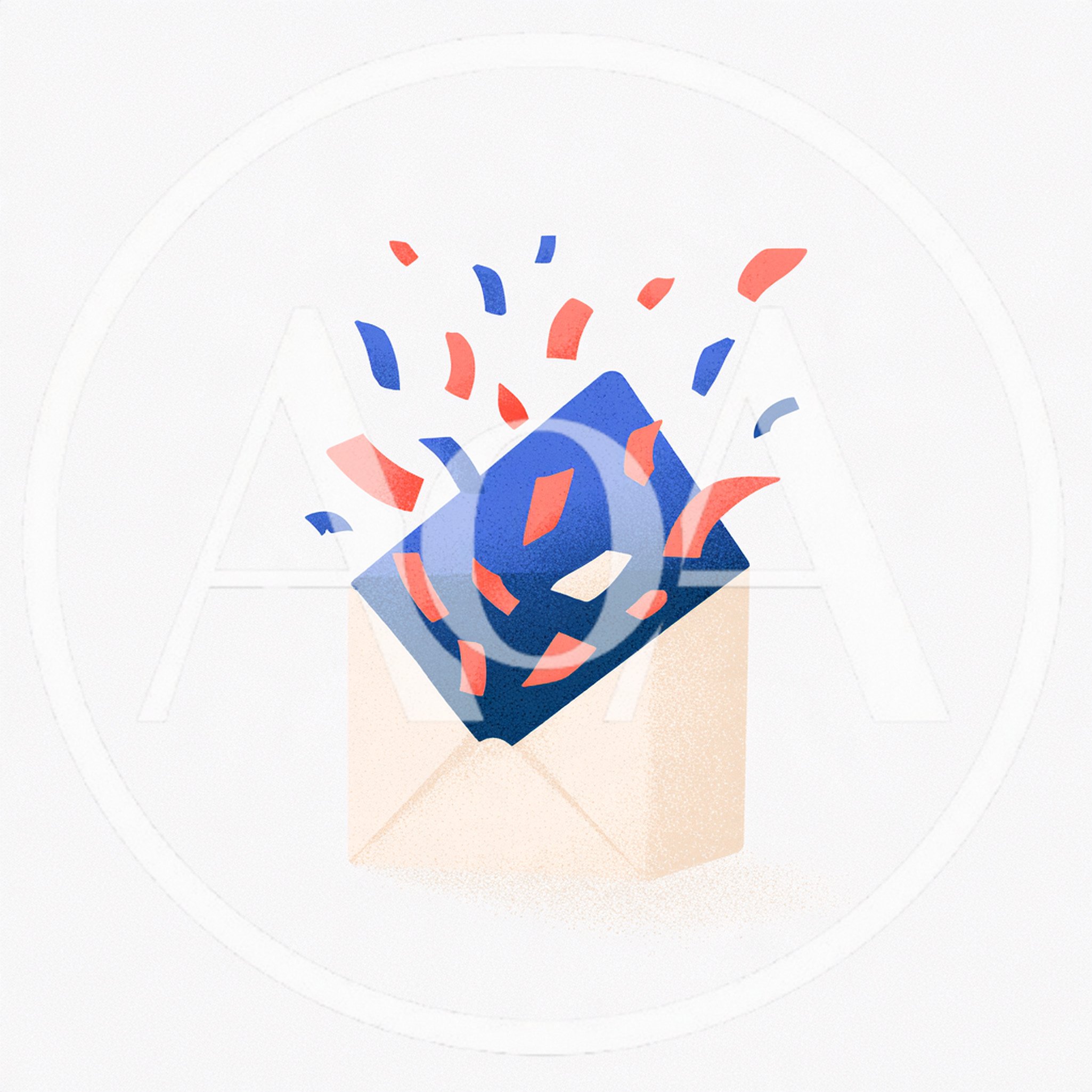 Open Envelope With Exploding Colorful Confetti Illustration