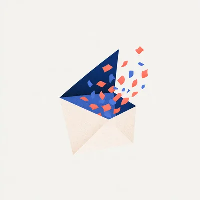 Open Envelope With Flying Confetti Celebration Illustration