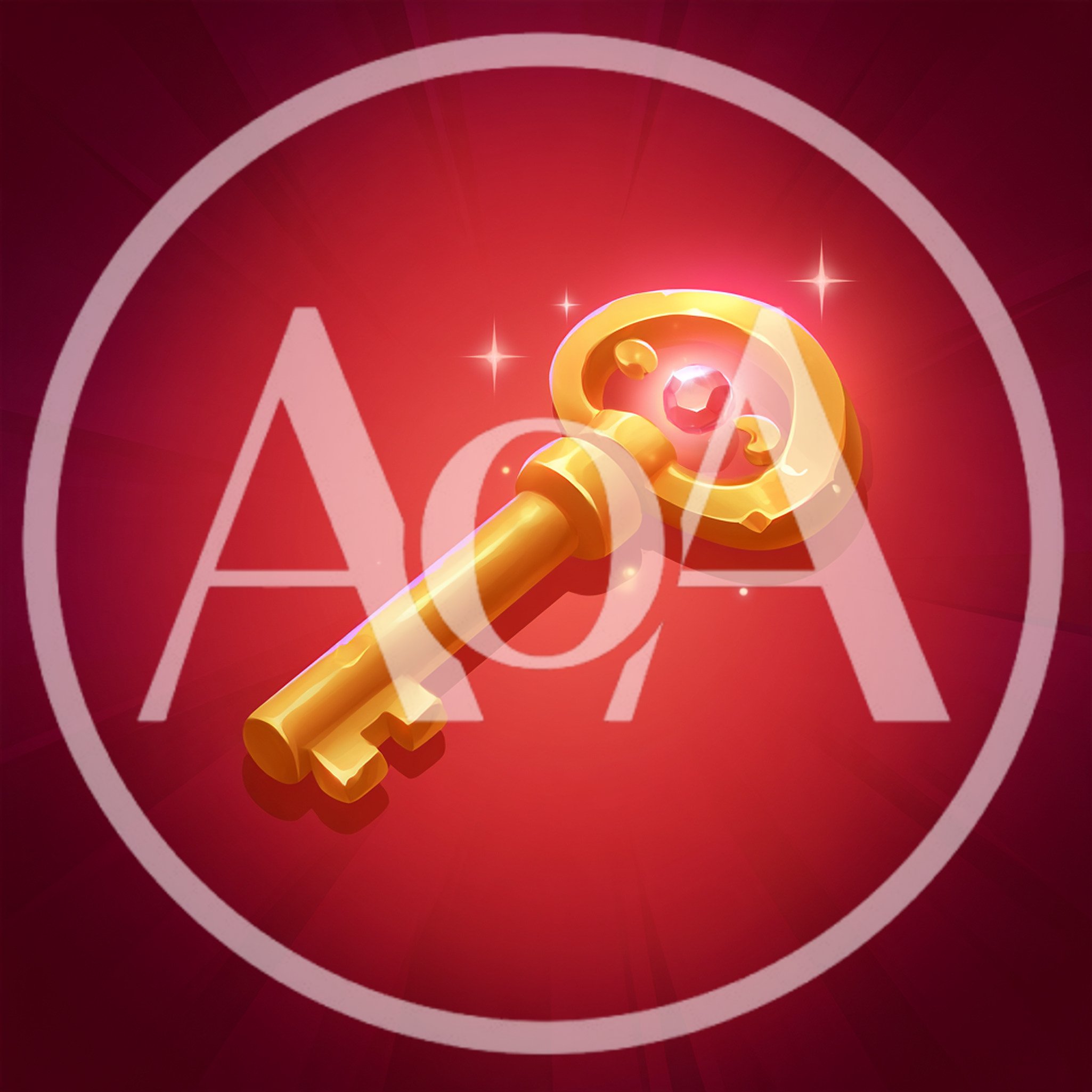 Golden Key With Gemstone On Red Background
