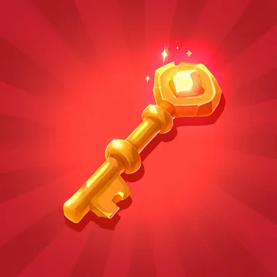 Golden Fantasy Key With Glowing Gemstone