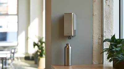 Stainless Steel Water Bottle Under Wall Mounted Dispenser