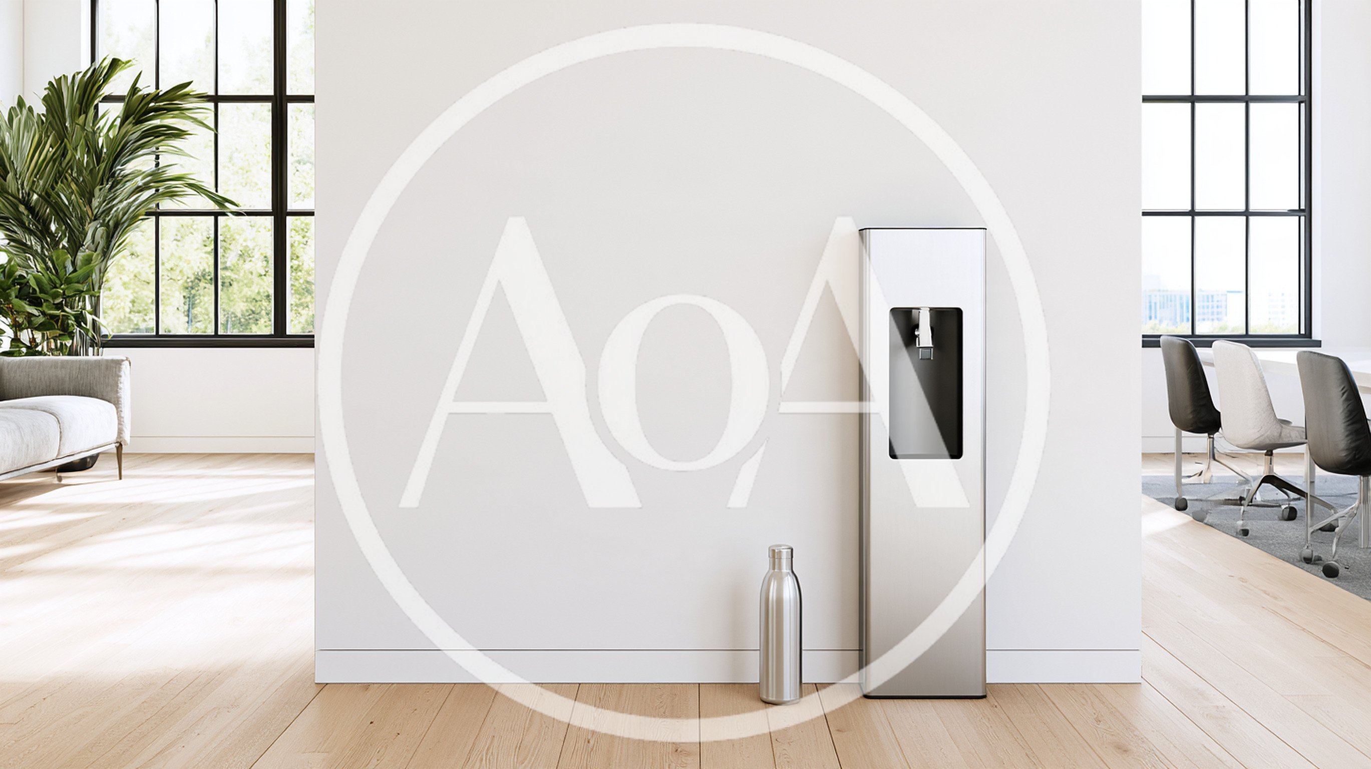 Modern Office Water Dispenser With Metal Bottle