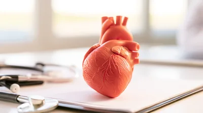 Anatomical Heart Model On A Medical Clipboard