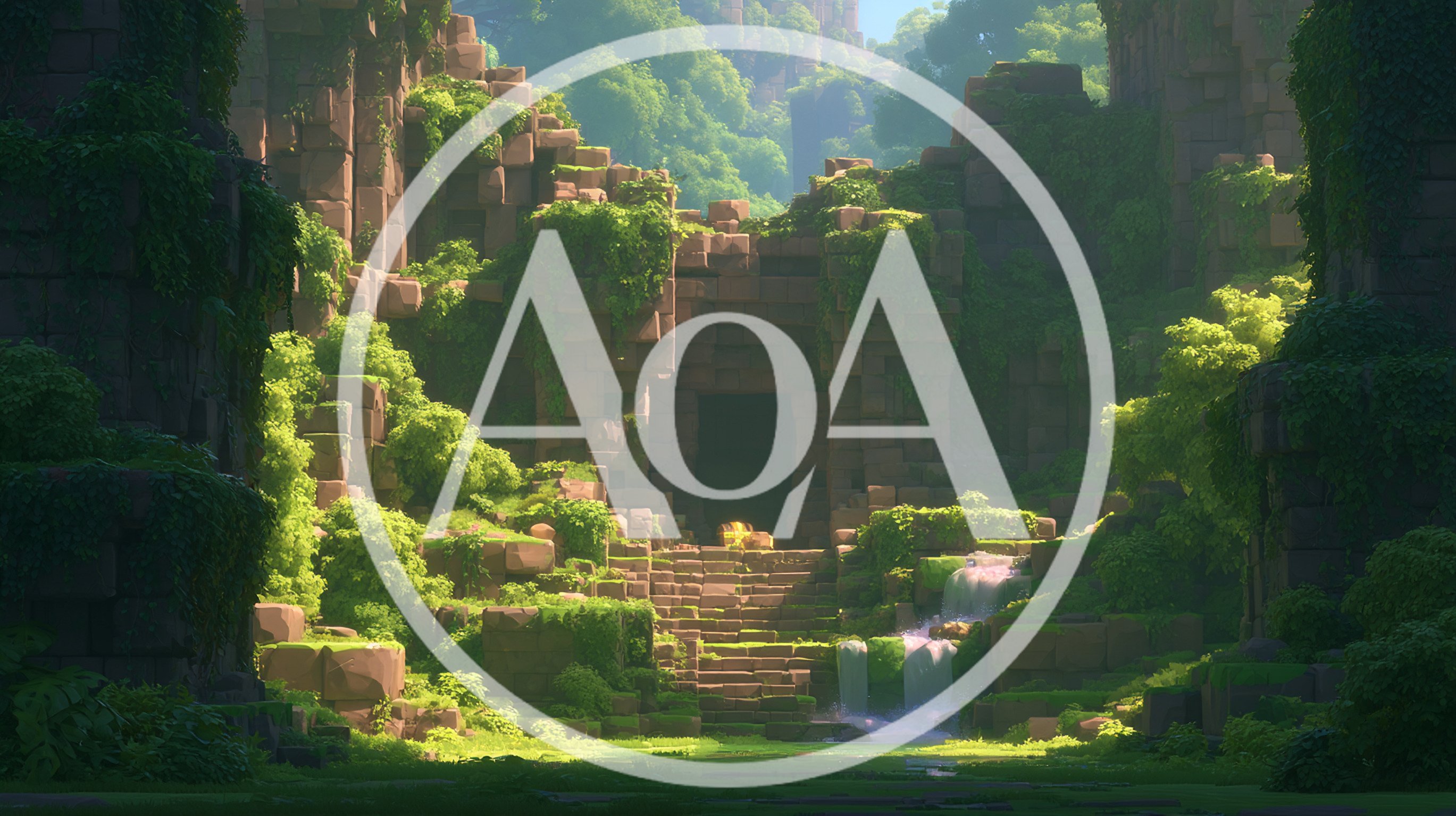 Ancient Stone Temple Ruins In Lush Tropical Jungle
