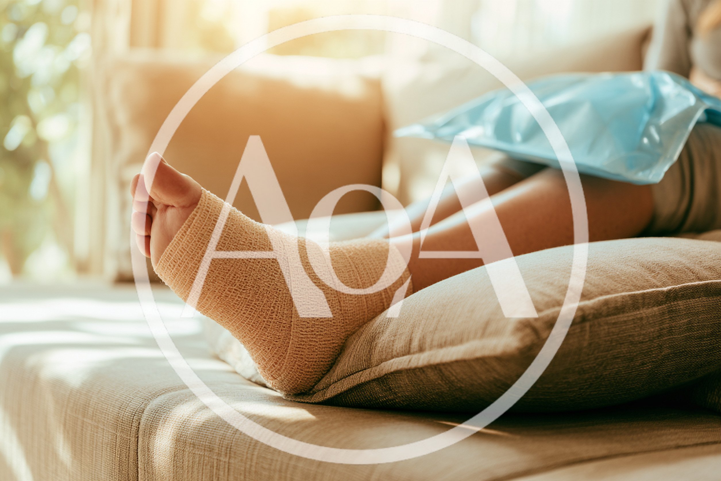 Person Resting Injured Foot With Compression Bandage