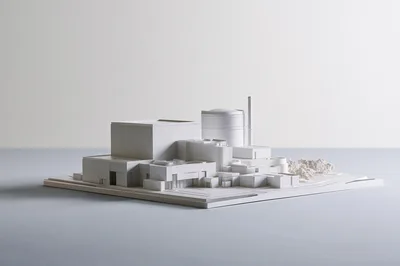 White Architectural Model Of A Nuclear Power Plant
