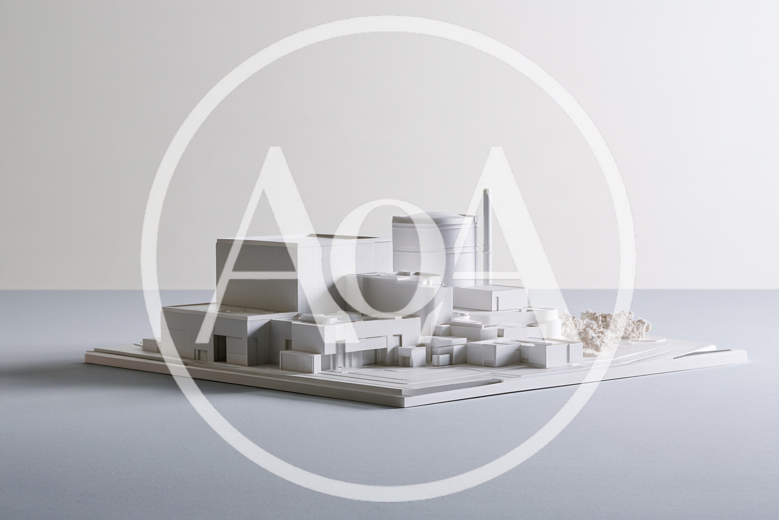 White Architectural Model Of A Nuclear Power Plant