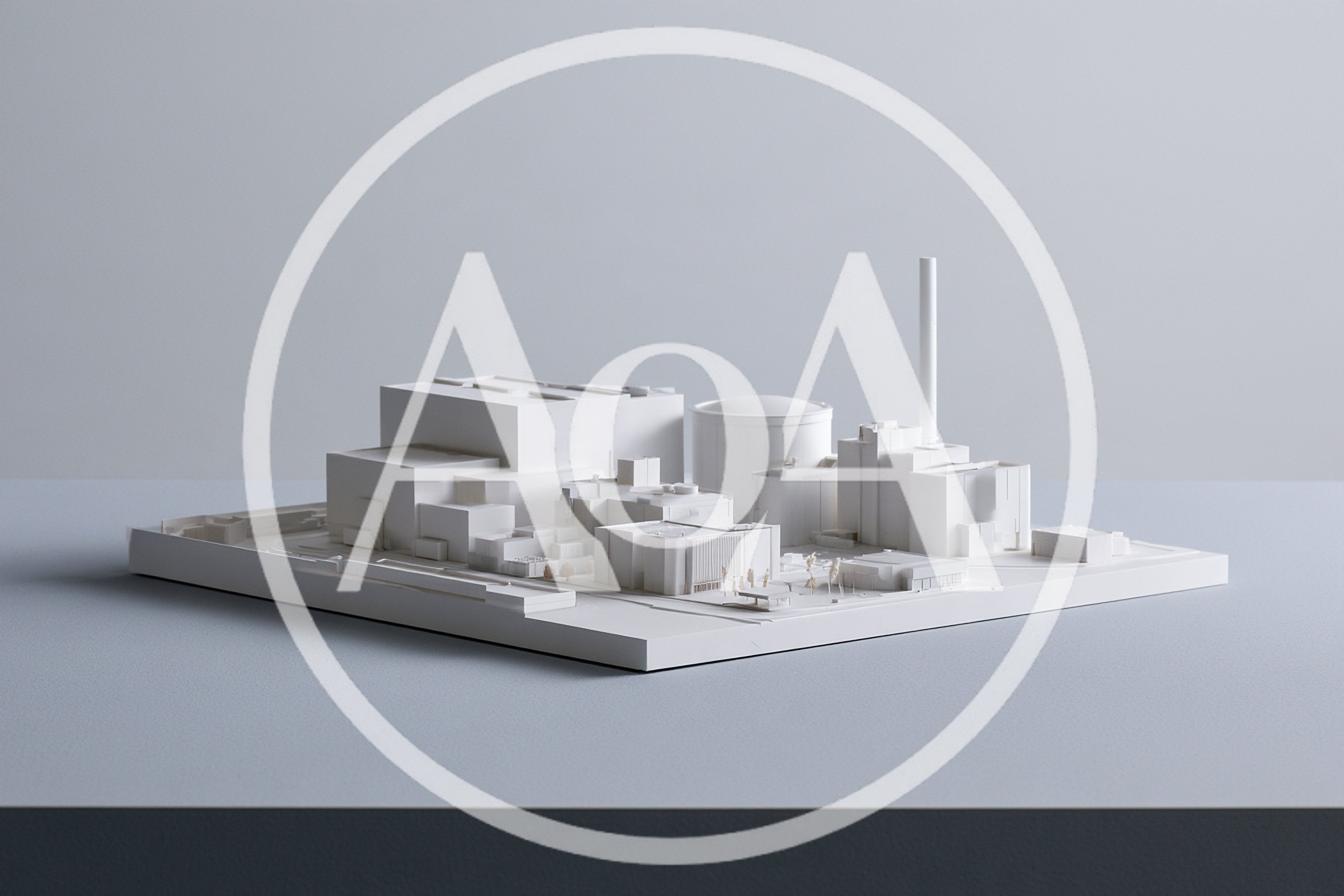 White Architectural Model Of A Nuclear Power Plant