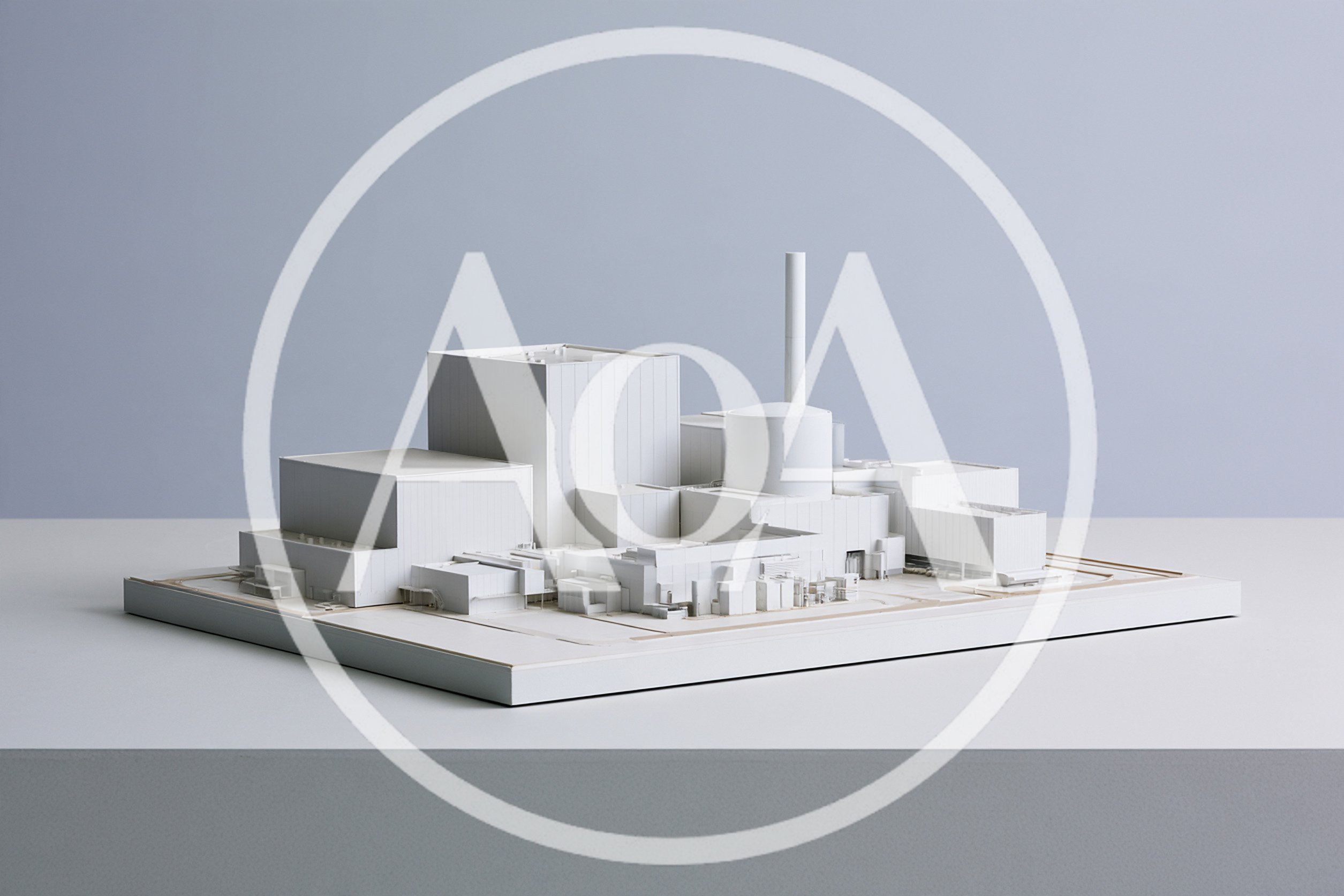 White Architectural Model Of A Nuclear Power Plant