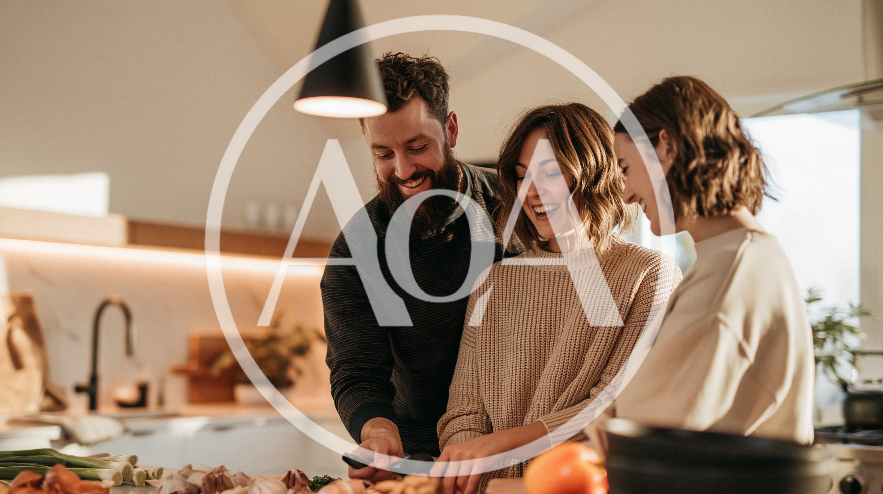 Friends Cooking Together In A Modern Kitchen