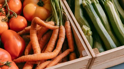 Fresh Organic Vegetables In Wooden Crates