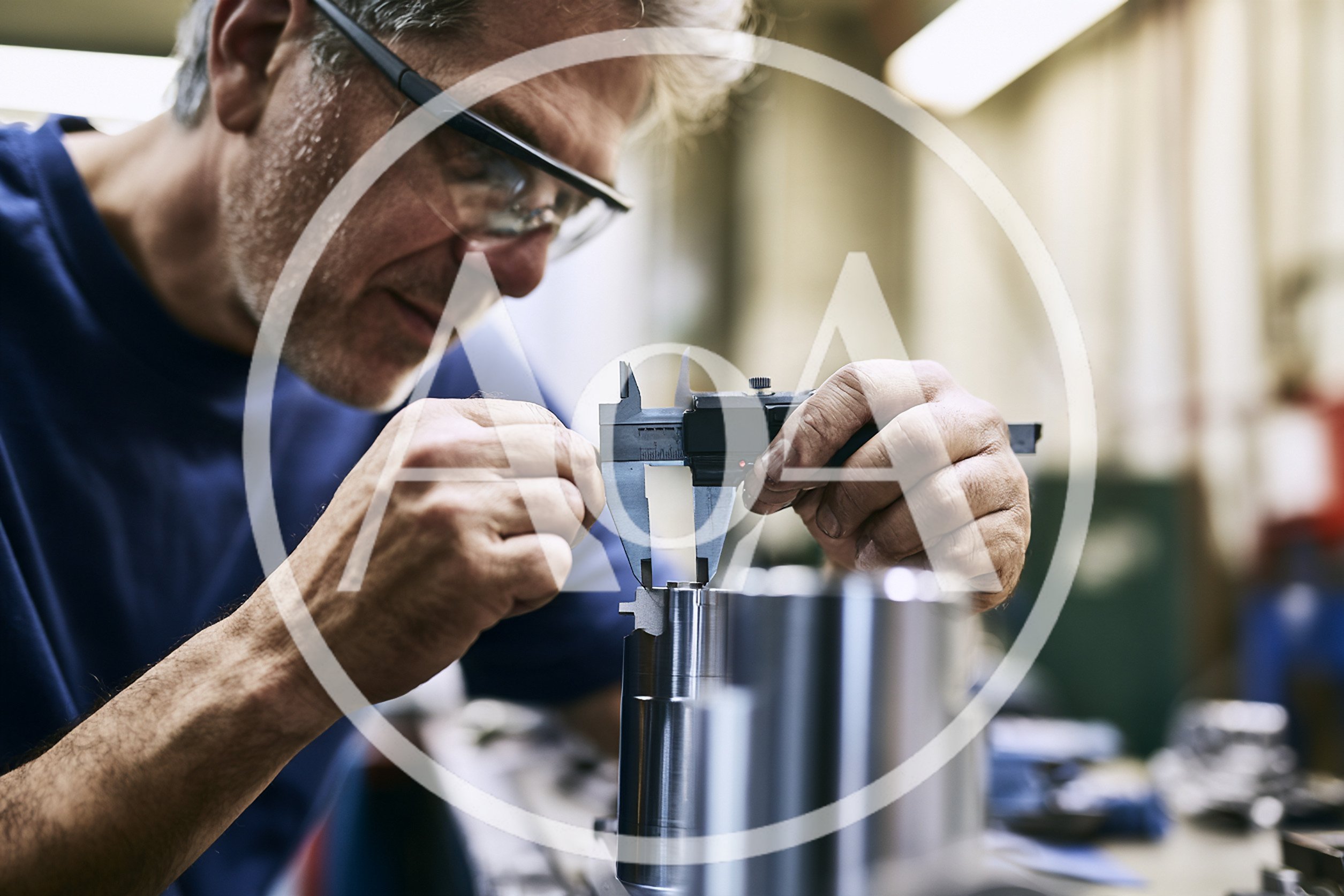 Machinist Measuring Metal Component With Digital Calipers
