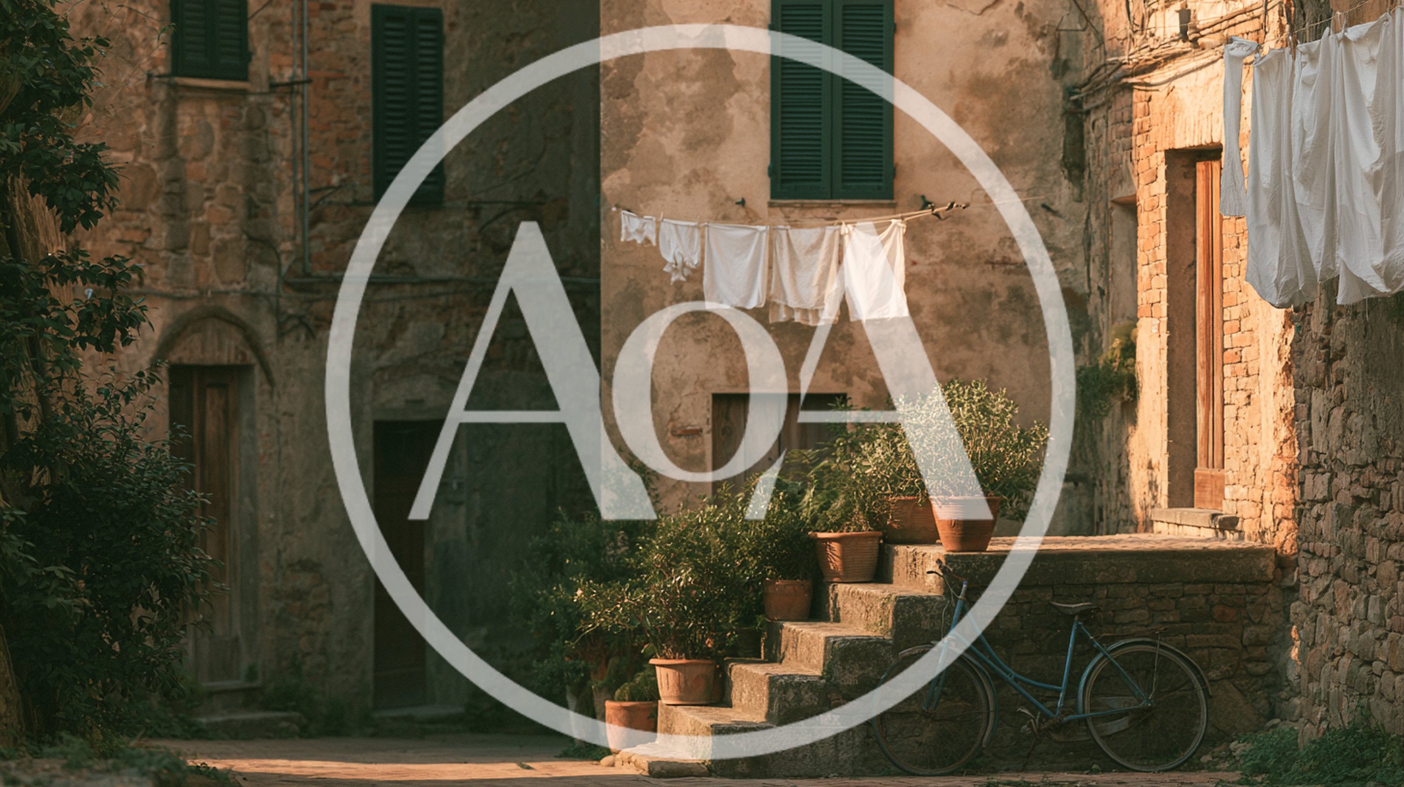 Vintage Bicycle Parked Beside Stone Steps In Italian Village