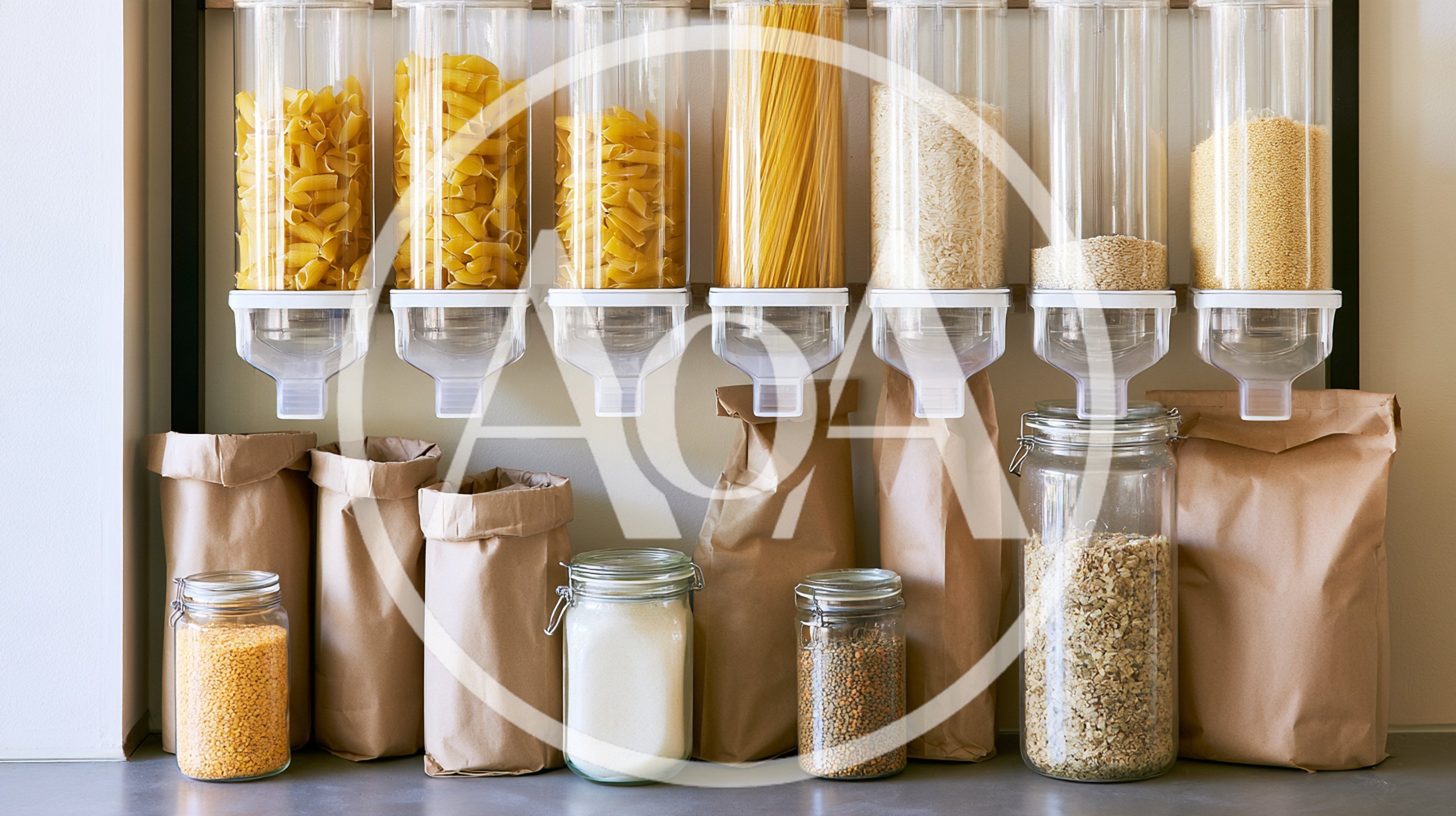 Kitchen Pantry Storage With Dry Goods In Containers