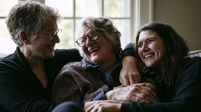 Three Generations Of Women Laughing Together At Home