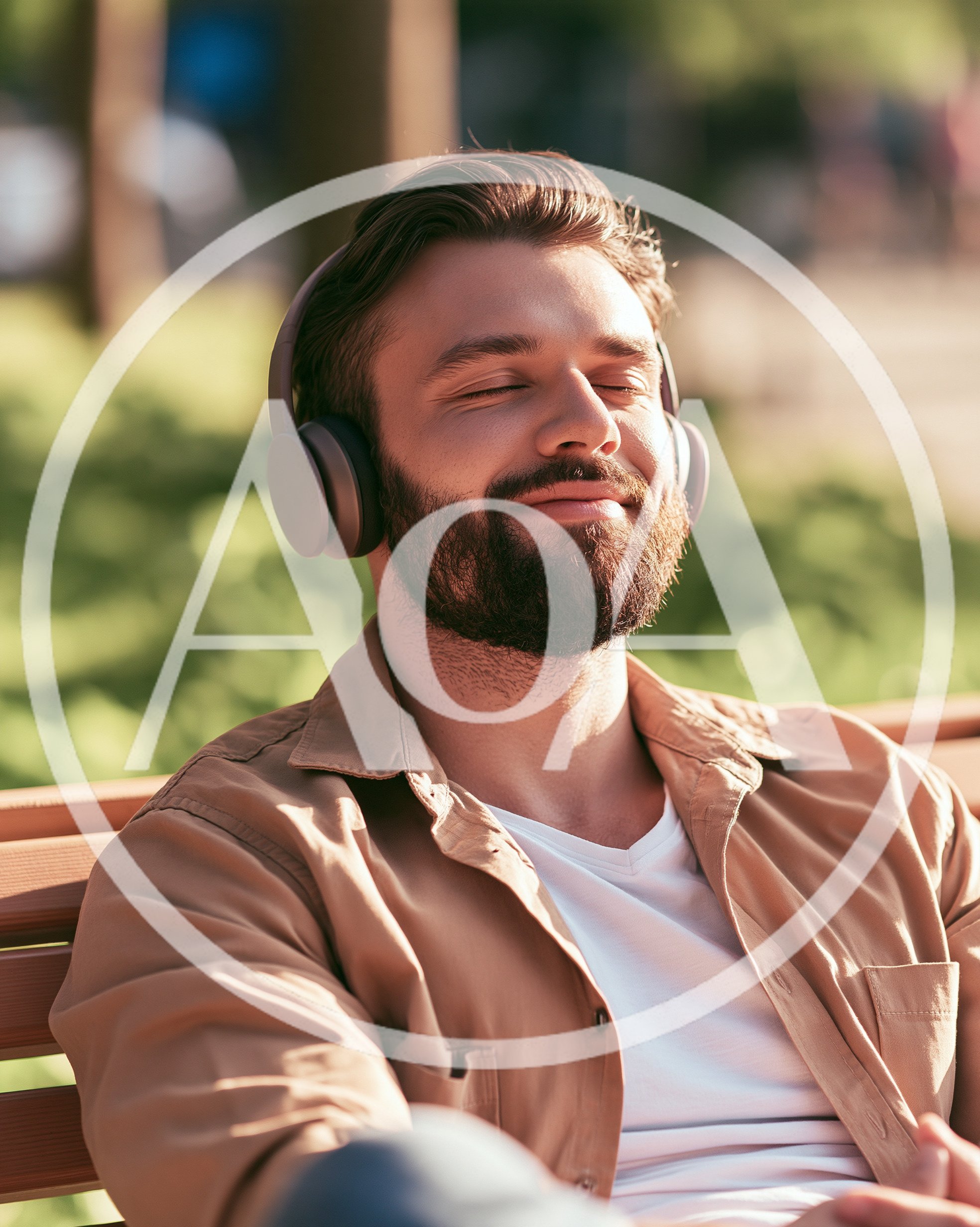 Young Man Relaxing Outdoors With Headphones