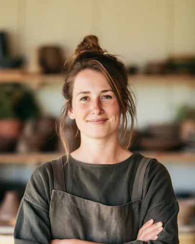 Portrait Of A Female Potter In Her Studio