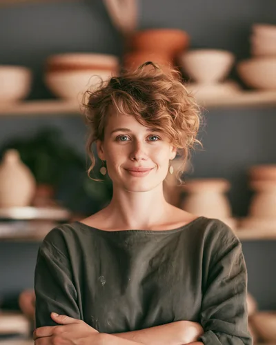 Portrait Of A Female Potter In Her Studio