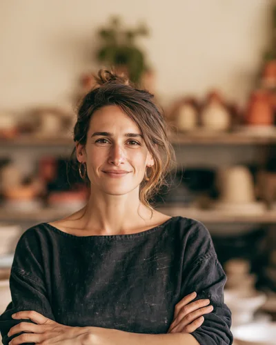 Portrait Of A Female Potter In Her Studio