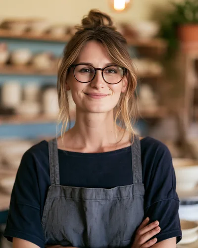 Portrait Of A Female Potter In Her Studio