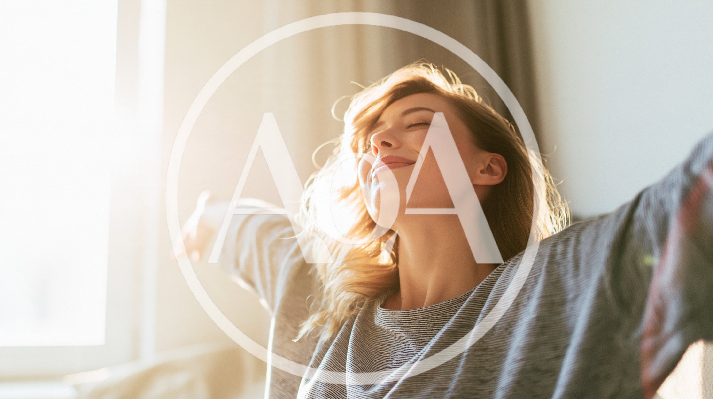 Young Woman Stretching Arms In Sunlight
