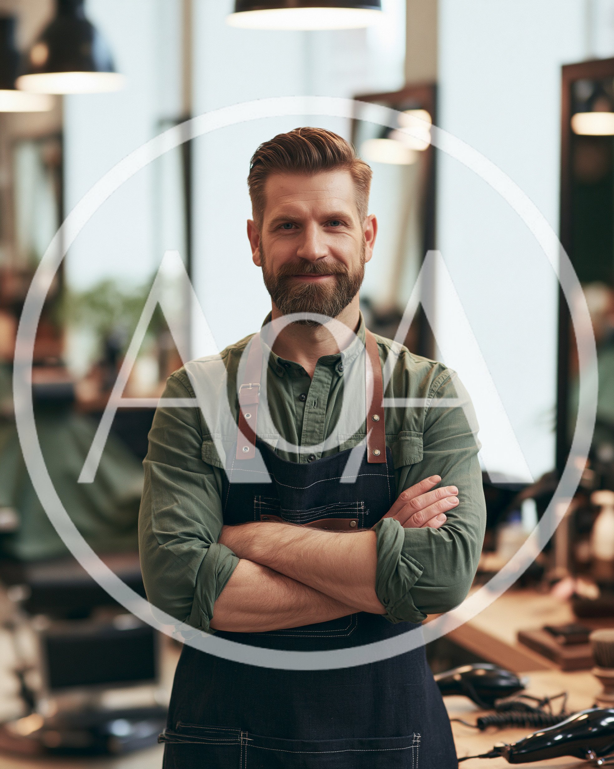 Professional Barber Standing In A Modern Barbershop