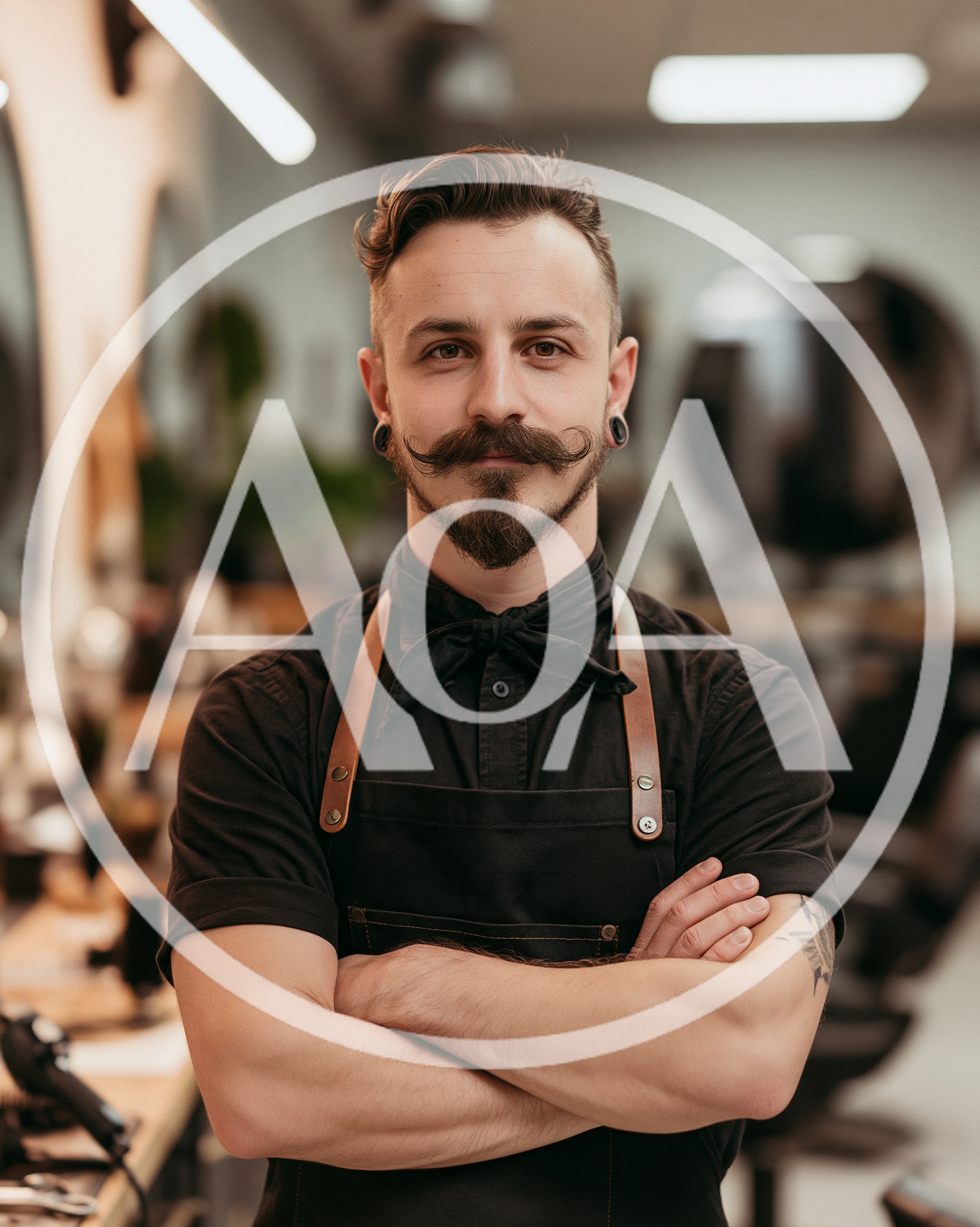 Professional Barber Standing With Arms Crossed In Barbershop