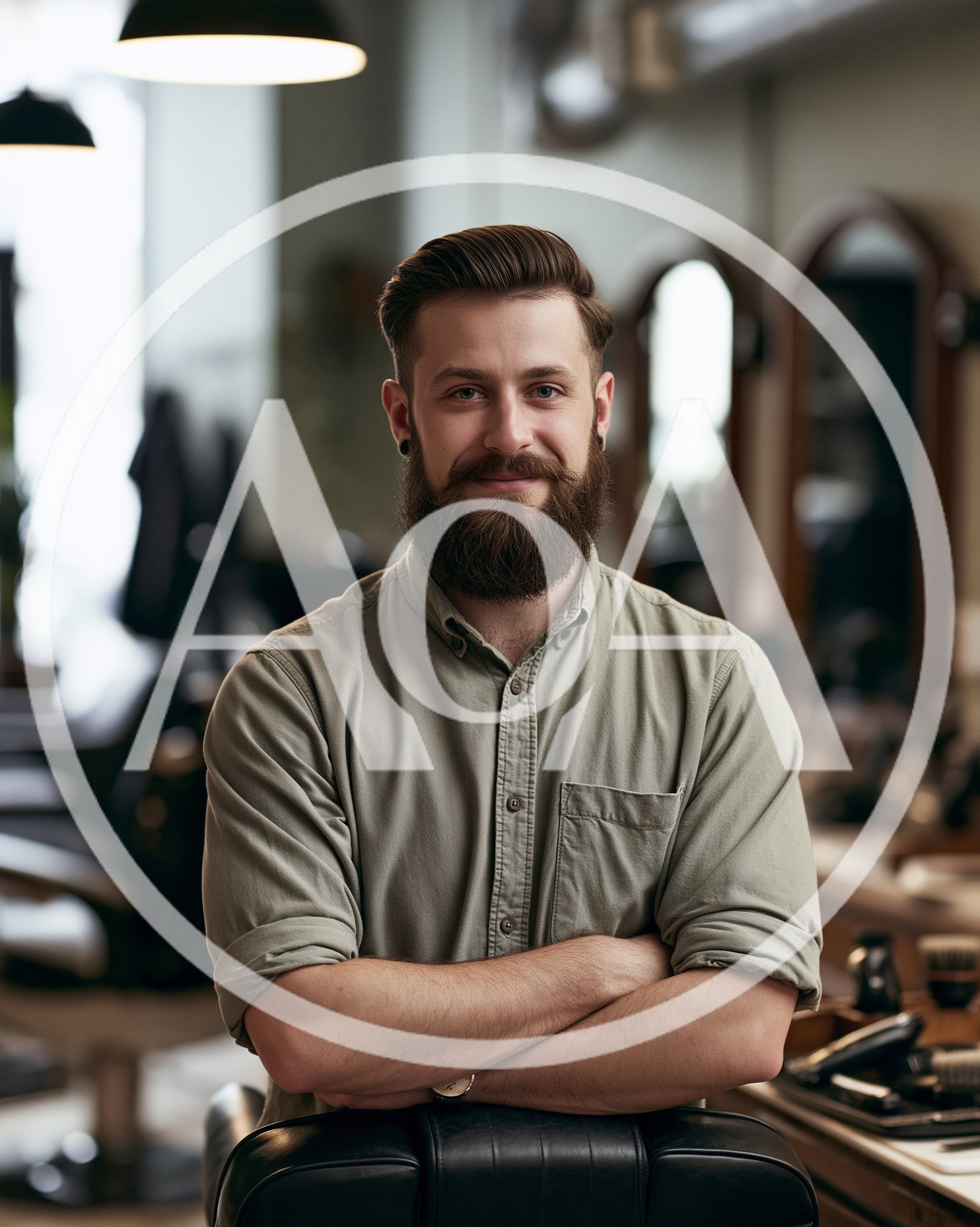 Professional Barber Standing In A Modern Barbershop
