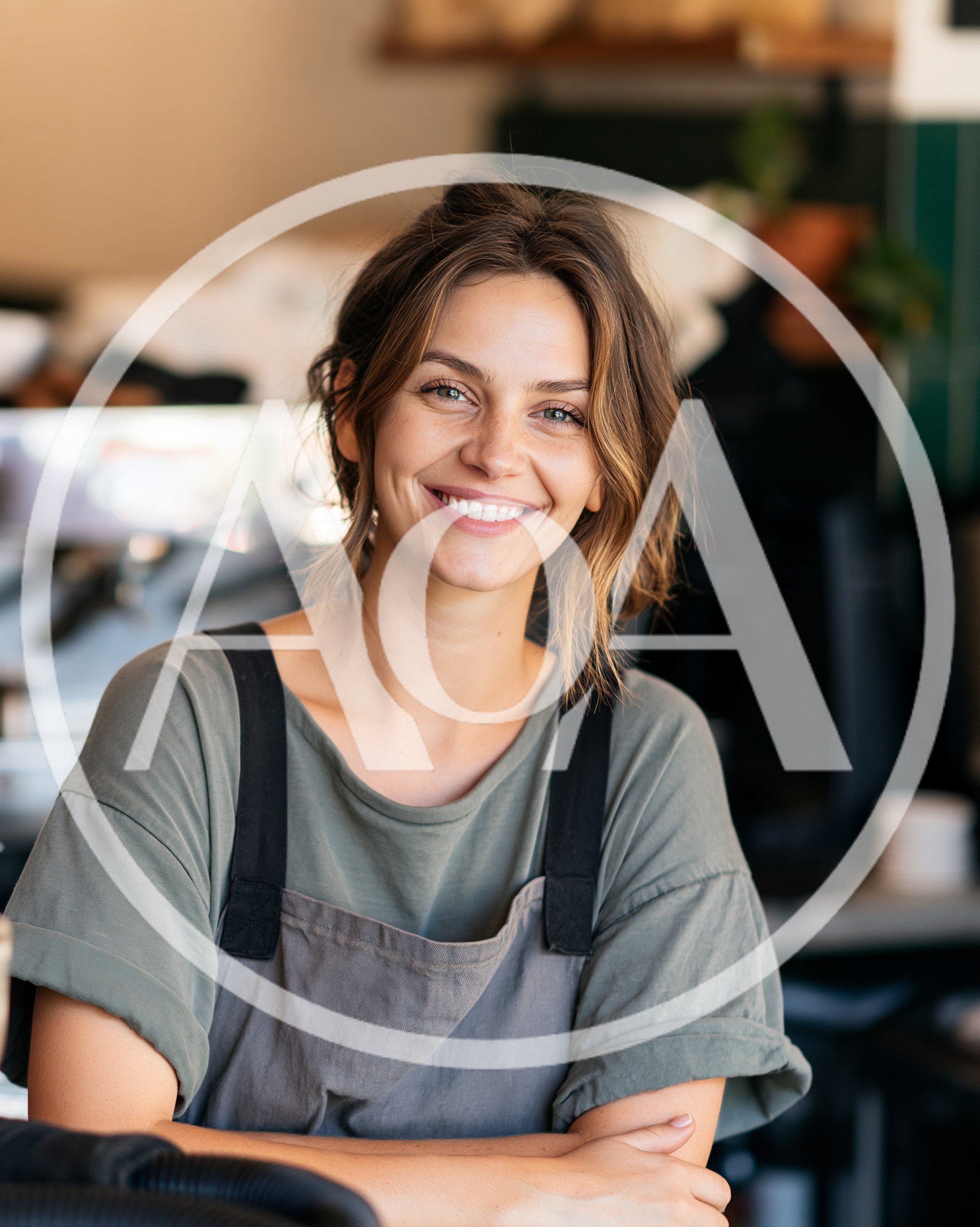 Smiling Female Barista Standing In A Coffee Shop