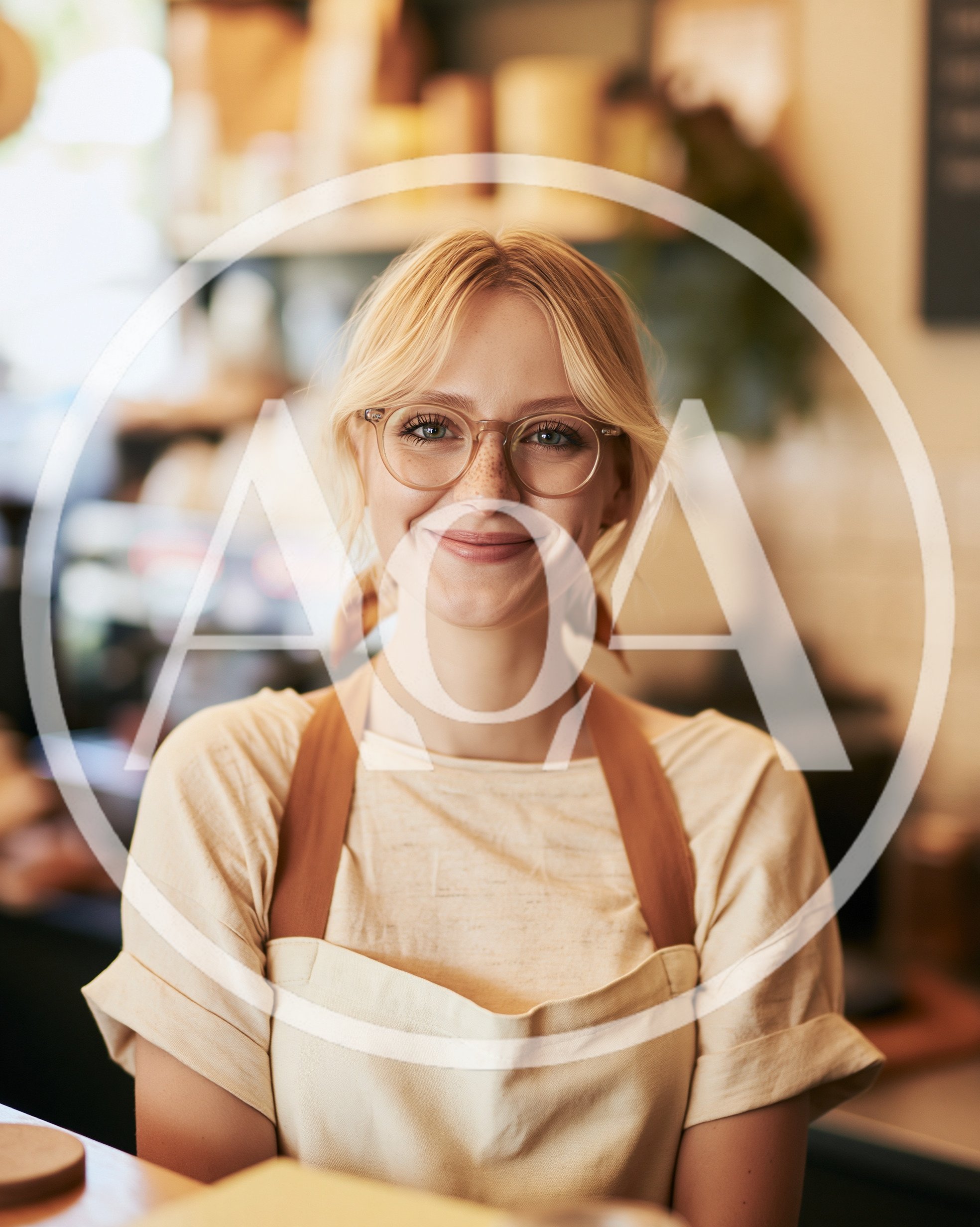 Smiling Female Barista Wearing Apron In Coffee Shop