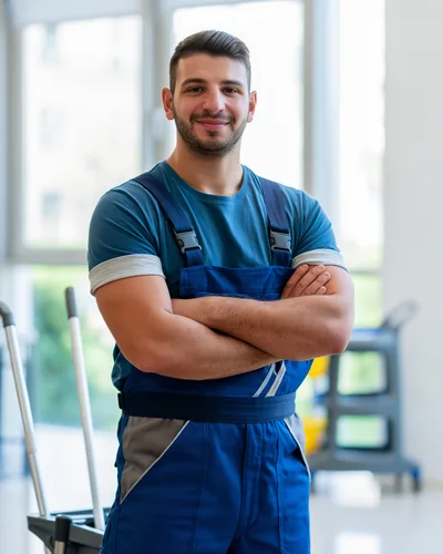 Professional Male Janitor Standing With Arms Crossed
