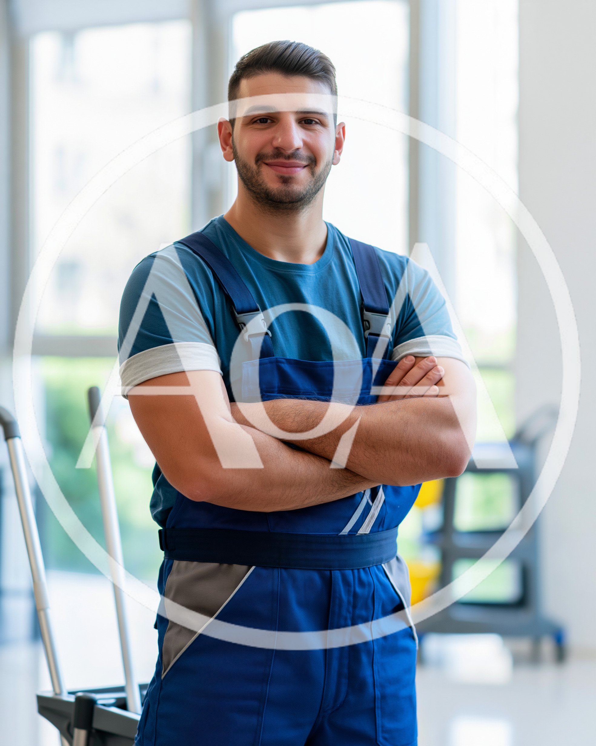 Professional Male Janitor Standing With Arms Crossed