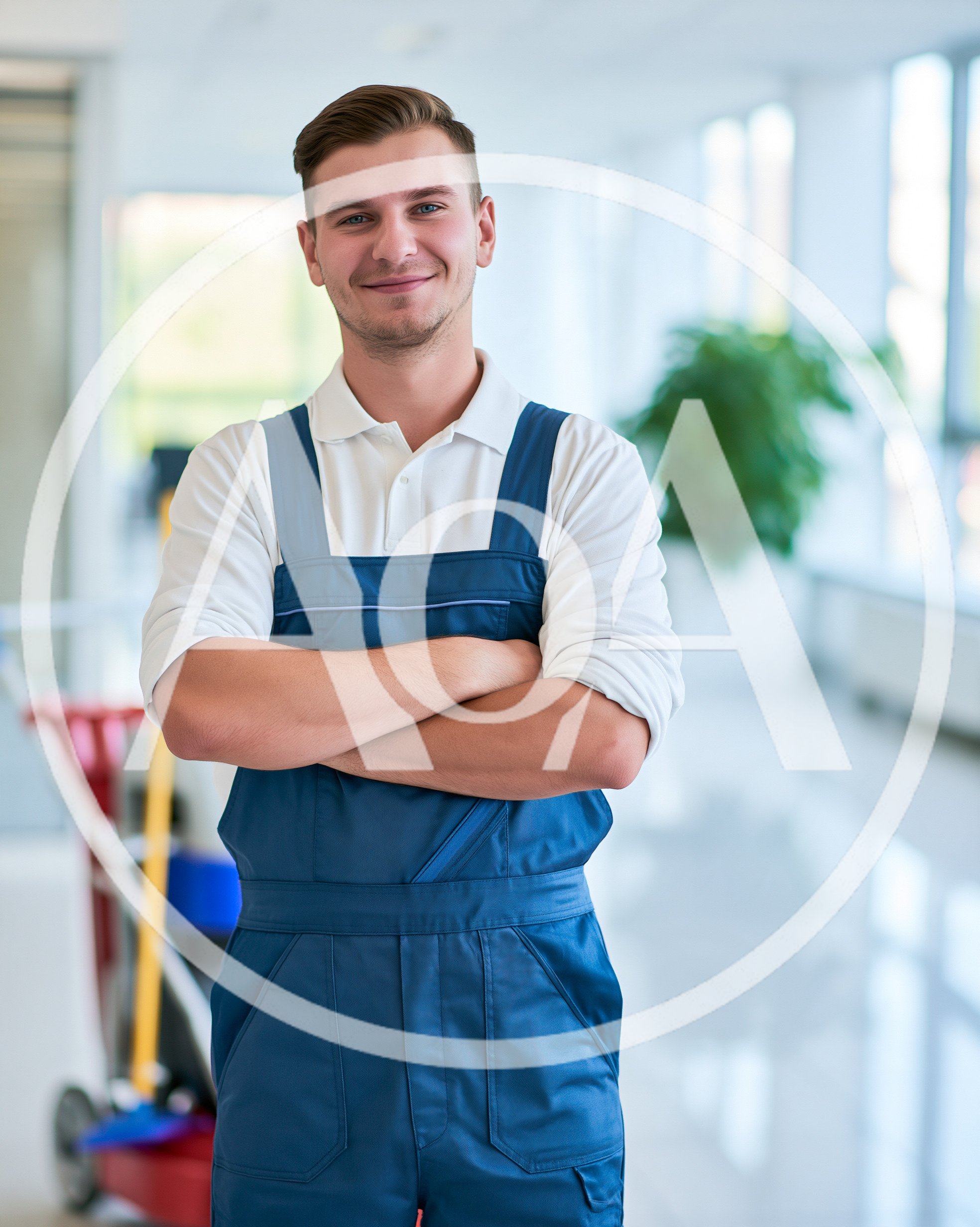 Professional Janitor Standing With Arms Crossed