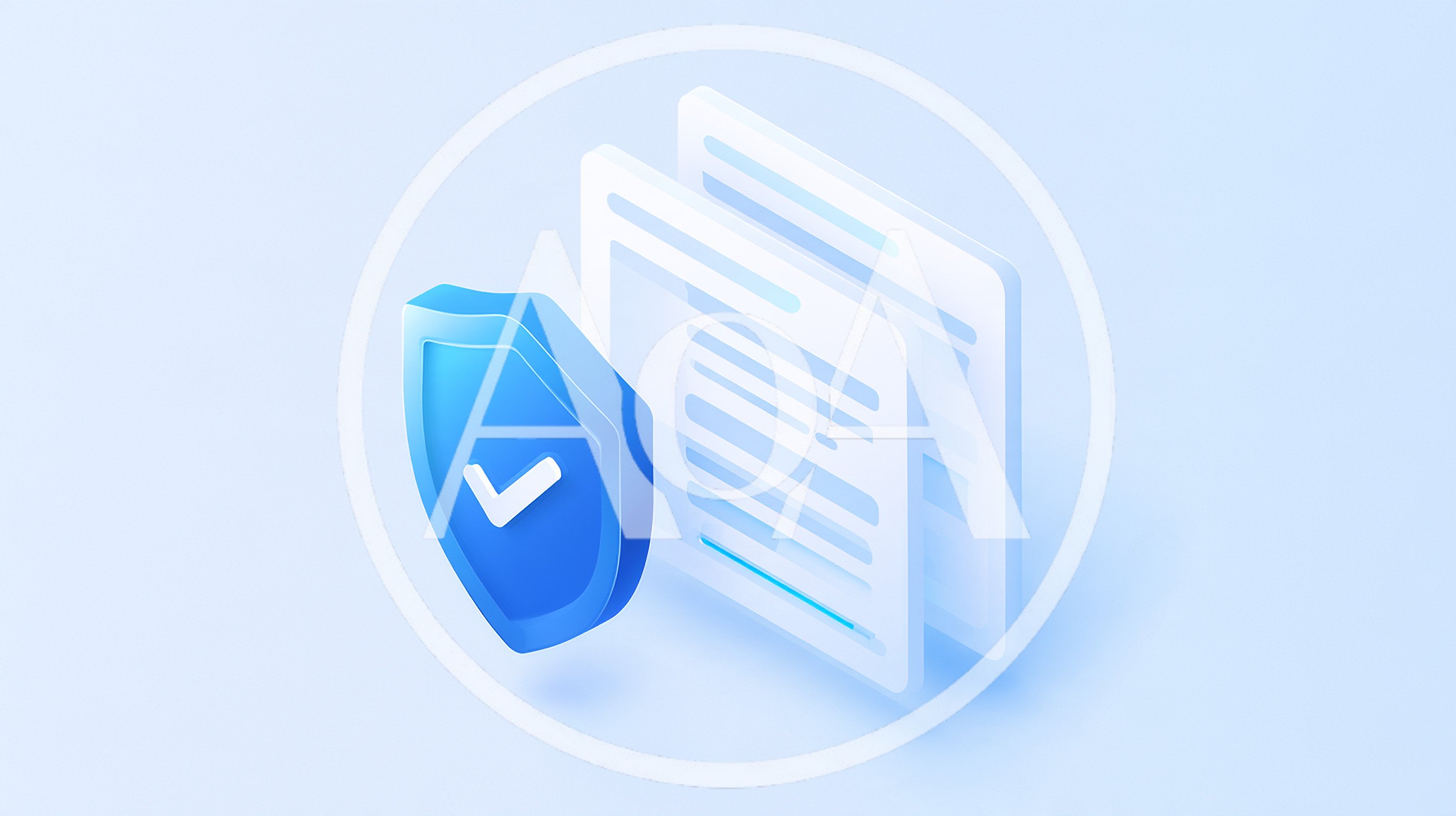3D Isometric Shield Icon With Document Files