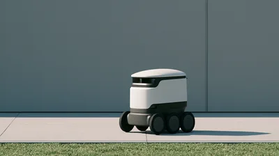 Autonomous Delivery Robot Moving On Sidewalk