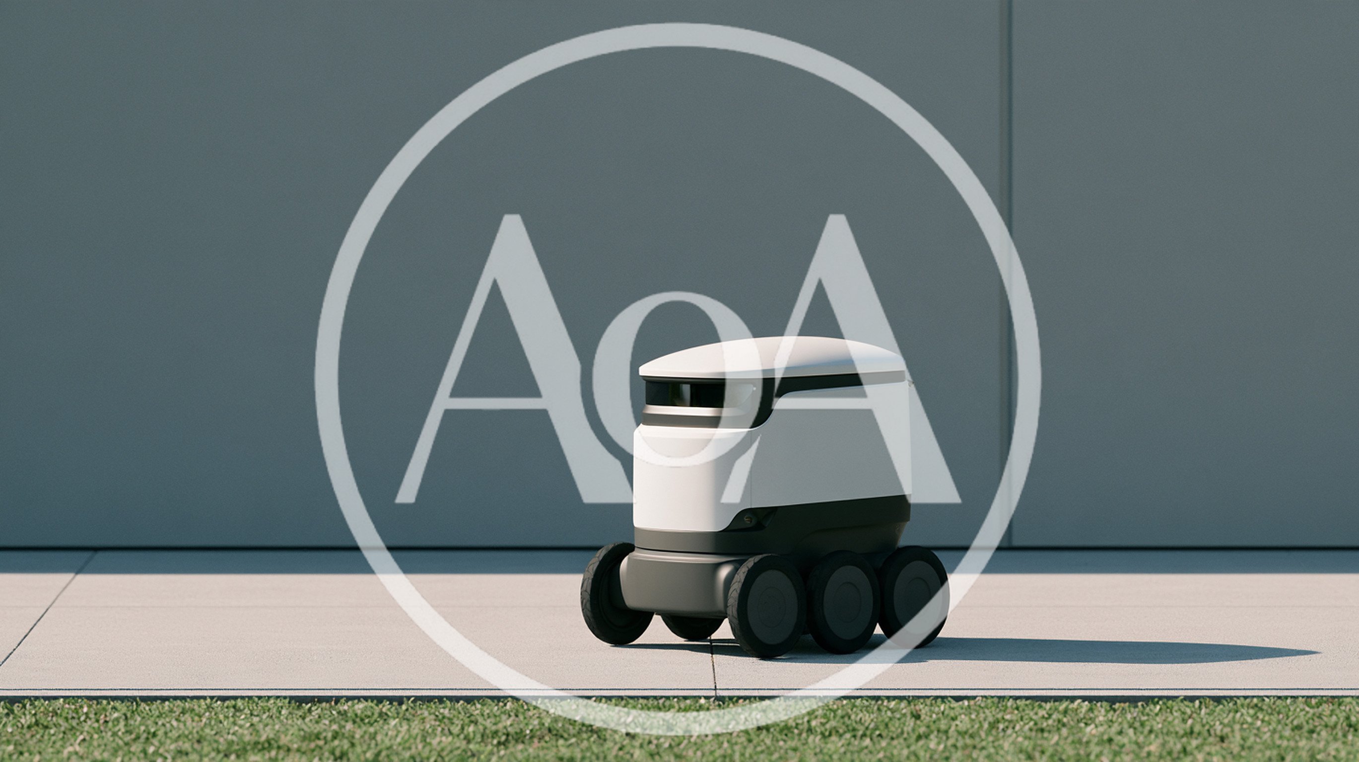 Autonomous Delivery Robot Moving On Sidewalk